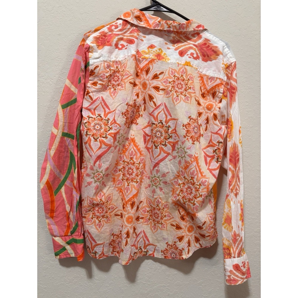 Calypso St. Barth Pink & Orange Floral Button-Up Blouse - Picture 9 of 16